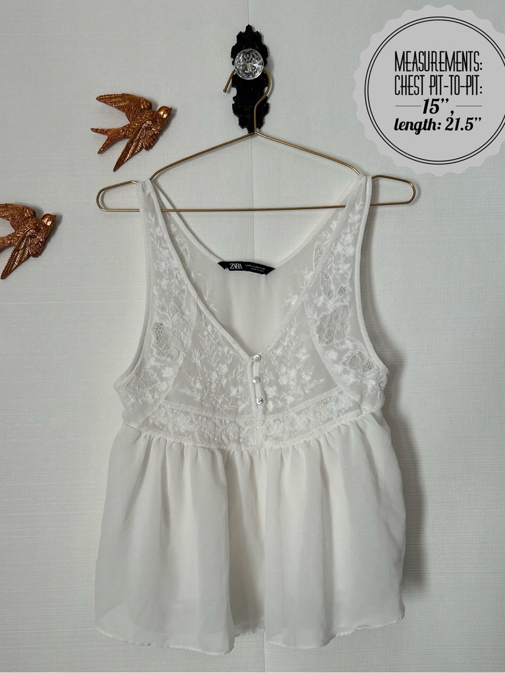 Zara Ivory Lacy Camisole Top